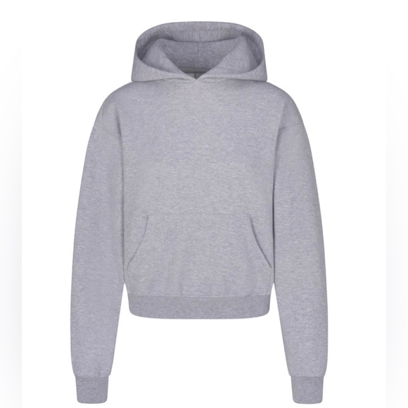 SKIMS Cotton Fleece Classic Hoodie & Jogger Set- Light Heather Grey (2X) - Picture 5 of 7